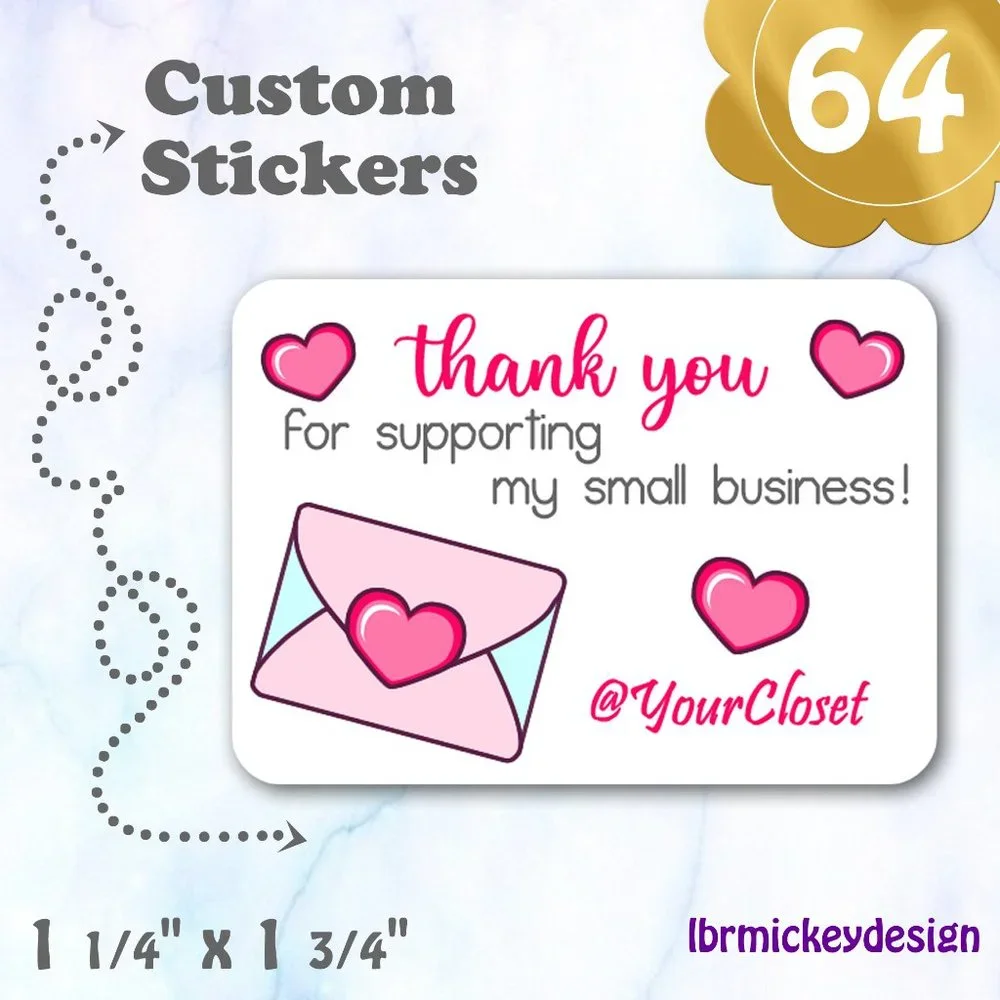 64 Envelope Thank you Stickers